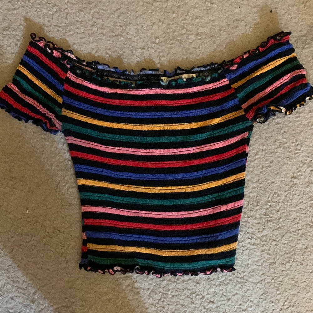 Multi color stretch/crop top